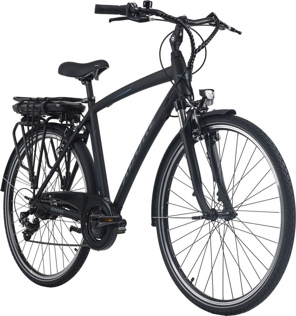 Vélo électrique homme aluminium Adore Versailles 28  E-Bike noir 250 Watt Li-Ion 36 V/10,4 Ah 7 vitesses