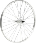 ROUE 650A ARRIERE JANTE ALU SIMPLE PAROI ARGENT FREIN PATIN MOYEU ALU ECROUS ROUE LIBRE 1V.