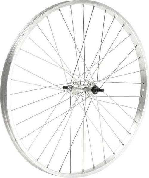 ROUE 650A ARRIERE JANTE ALU SIMPLE PAROI ARGENT FREIN PATIN MOYEU ALU ECROUS ROUE LIBRE 1V.
