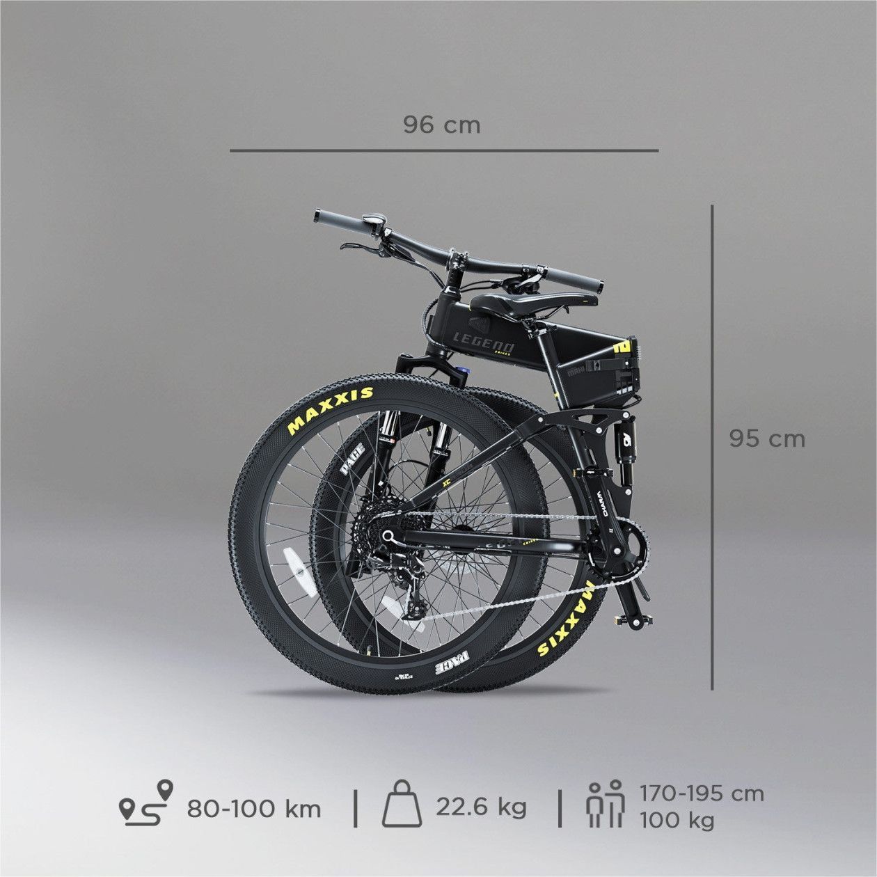 VTT Electrique Pliant Tout-Suspendu Legend Etna 27.5  14Ah (504Wh) 11v Noir Onyx