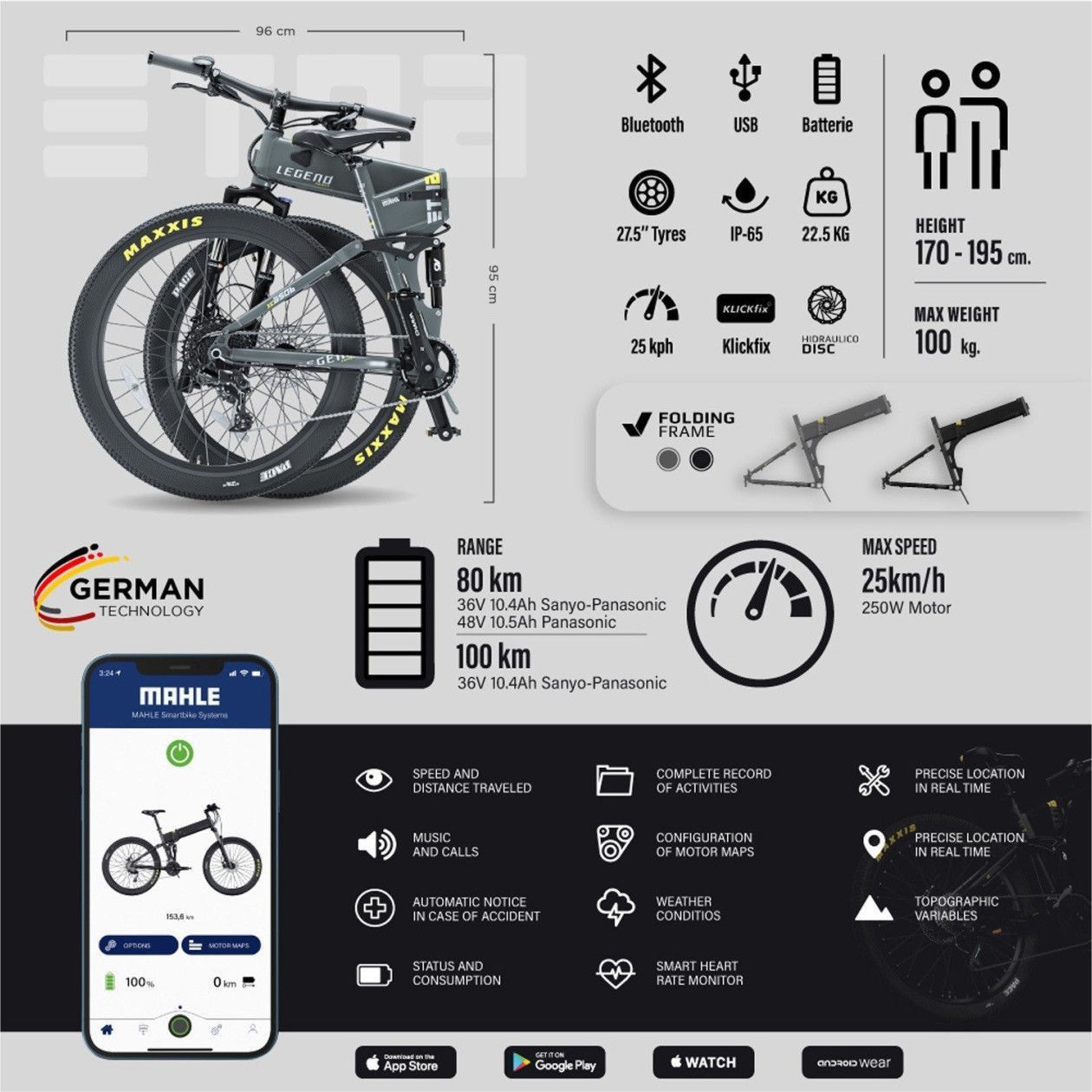 VTT Electrique Pliant Tout-Suspendu Legend Etna 27.5  14Ah (504Wh) 11v Noir Onyx