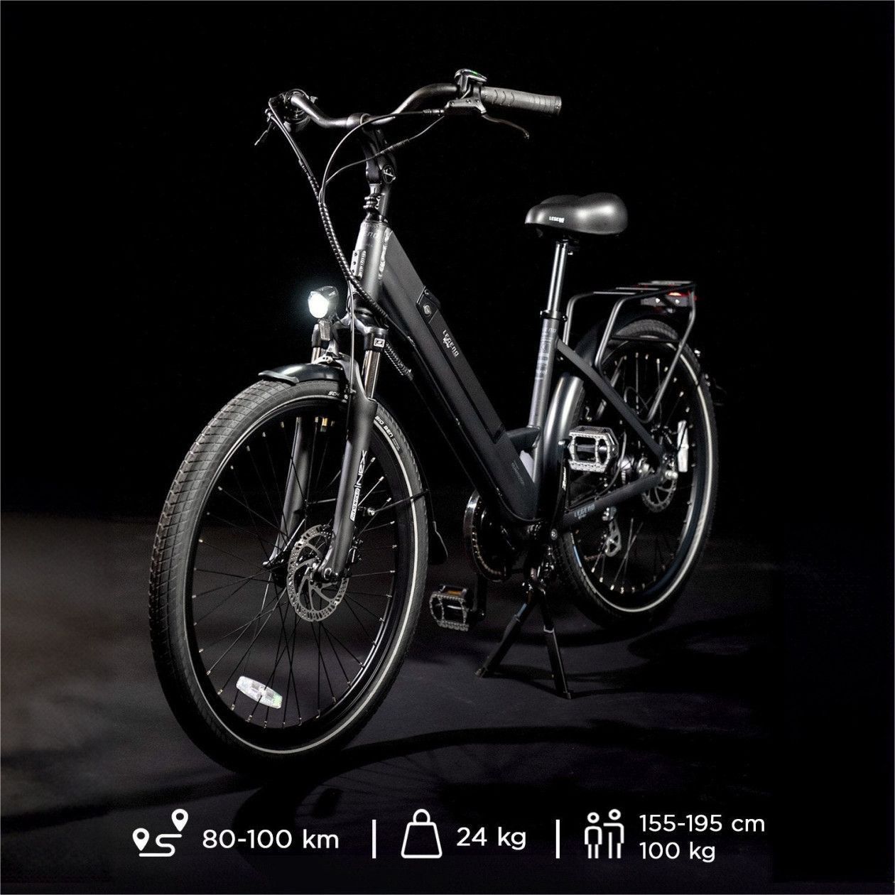 Vélo de Ville Electrique Legend Milano 26  14Ah (504Wh) 7v Noir Onyx