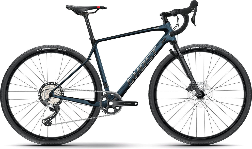 Vélo de Gravel Ghost Asket CF Full Party Shimano GRX 12V 700 mm Bleu Metallic Dark Carbon Showing 2025