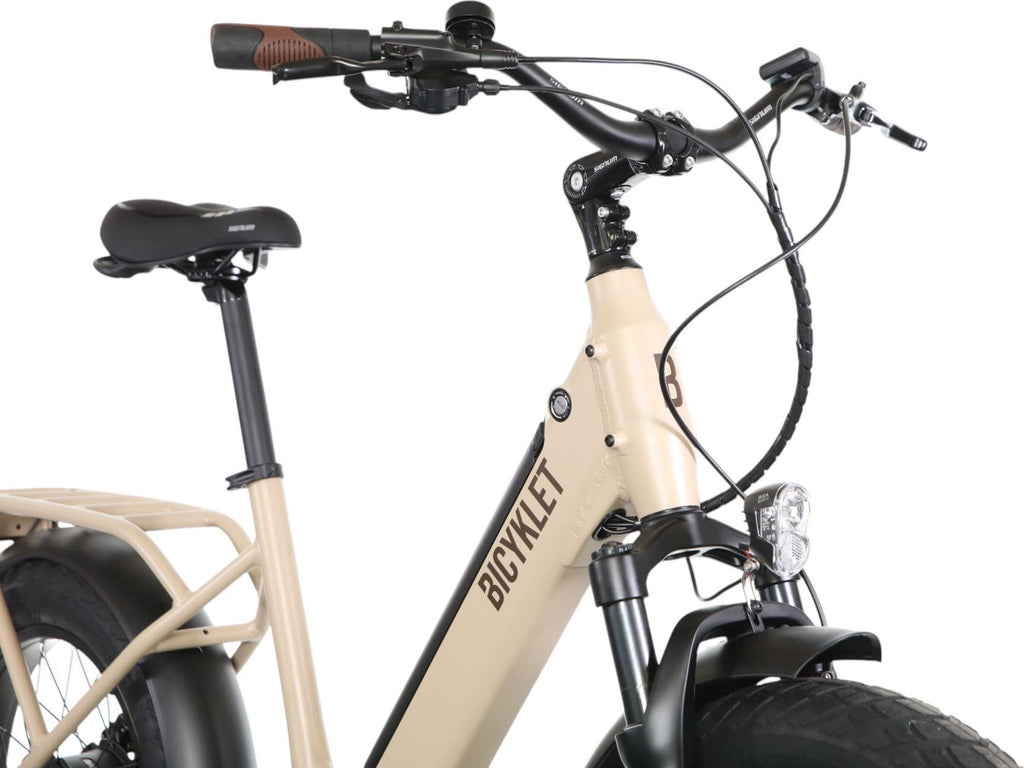 Vélo Cargo Shortail Électrique Bicyklet Shimano Altus 7V 670 Wh 20'' Beige Ivoire