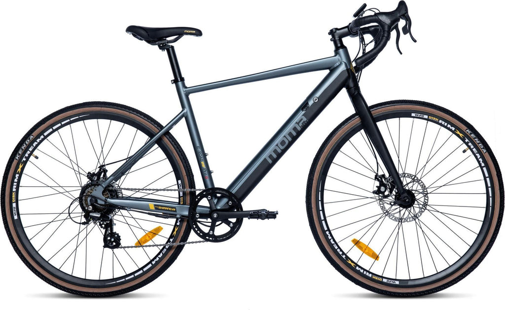 Moma Bikes E-GRAVEL 28PRO, Equipped Full Shimano, 8 vitesses , Freins à disques TEKTRO, Bat. Ion Lithium  intégrée et amovible de 36V 10Ah