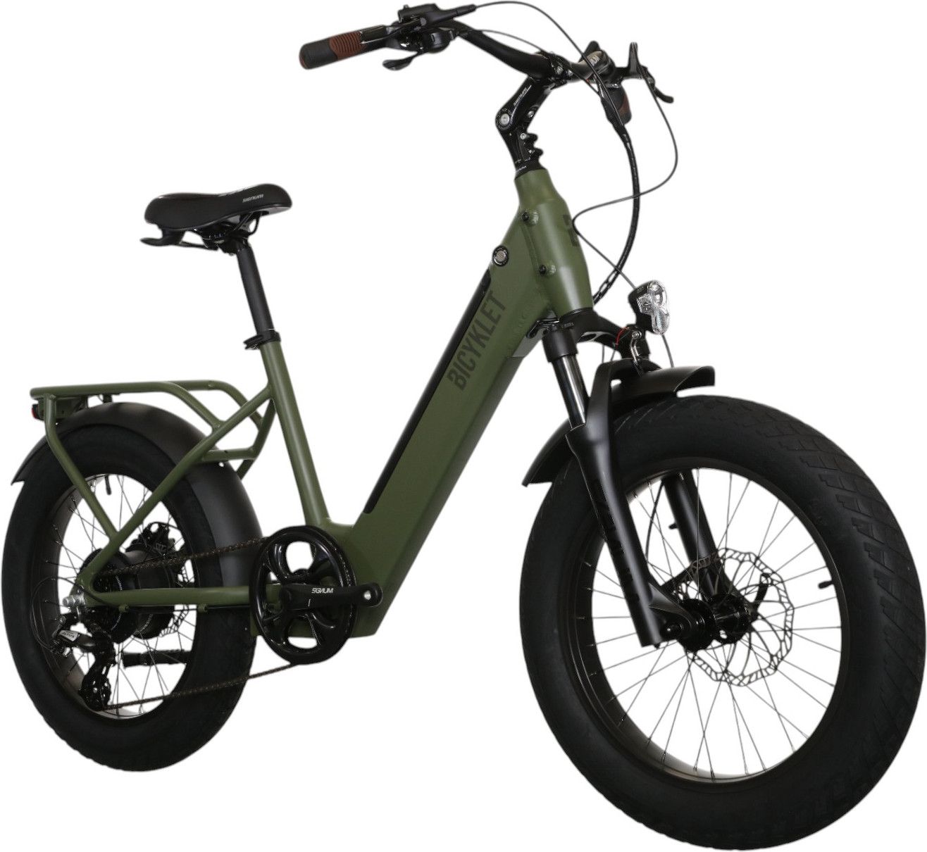 Vélo Cargo Shortail Électrique Bicyklet Shimano Altus 7V 670 Wh 20'' Vert Kaki