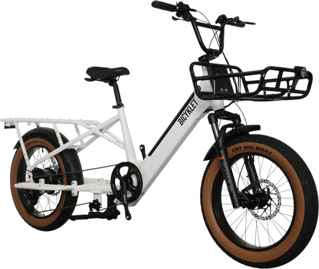 Vélo Cargo Longtail Électrique Bicyklet Shimano Deore 10V 670 Wh 20'' Blanc
