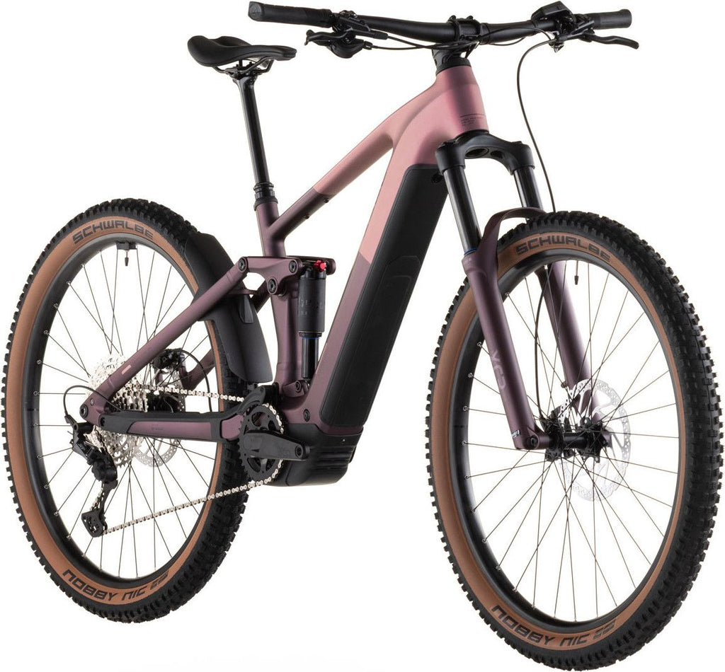 VTT Électrique Tout-Suspendu Cube Stereo Hybrid One44 Pro 800 12V 800 Wh Bosch 120 Nm 29'' Rose Shift Blush Raisin 2026
