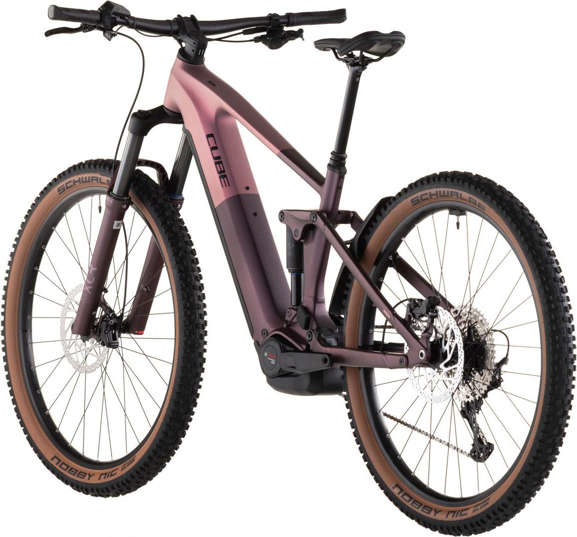 VTT Électrique Tout-Suspendu Cube Stereo Hybrid One44 Pro 800 12V 800 Wh Bosch 120 Nm 29'' Rose Shift Blush Raisin 2026
