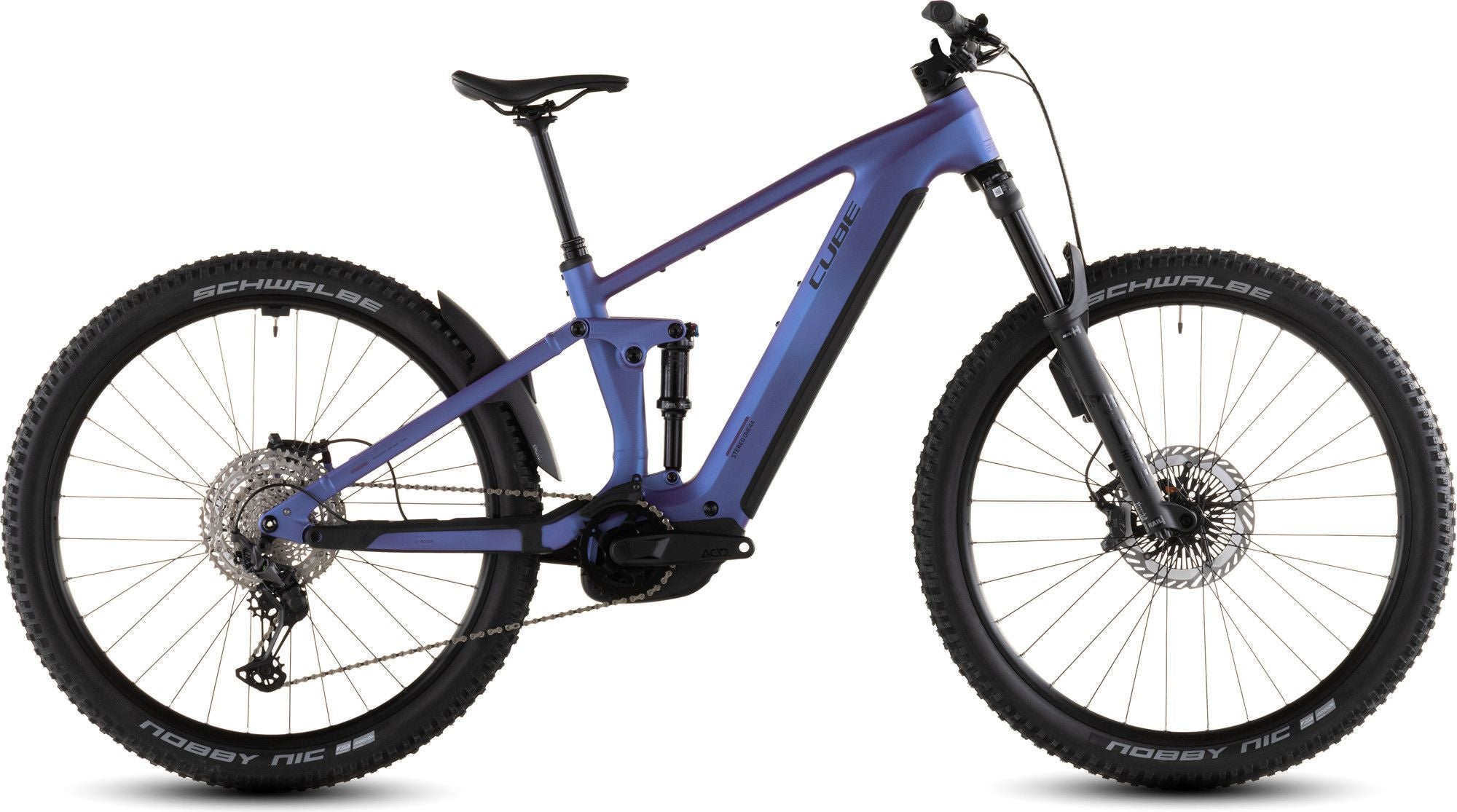 VTT Électrique Tout-Suspendu Cube Stereo Hybrid One44 EXC 800 12V 800 Wh Bosch 120 Nm 29'' Bleu Iris Violet 2026