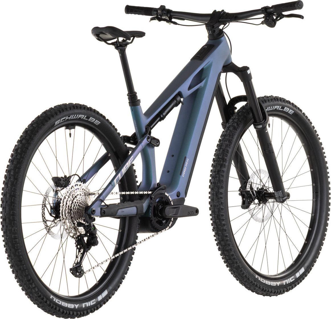 VTT Électrique Tout-Suspendu Cube Stereo Hybrid One44 HPC Race 800 12V 800 Wh Bosch 120 Nm 29'' Bleu Vert Smaragd 2026