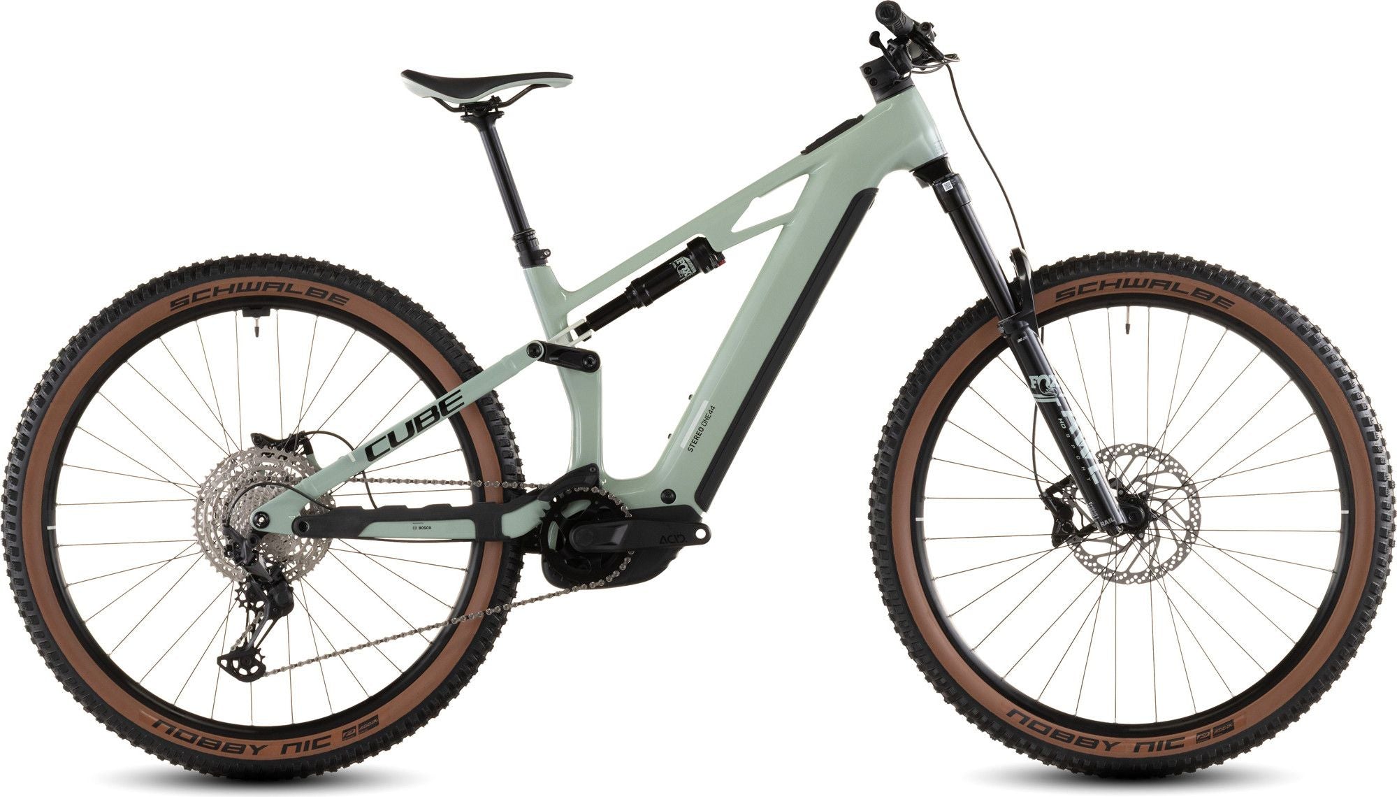 VTT Électrique Tout-Suspendu Cube Stereo Hybrid One44 HPC Race 800 12V 800 Wh 29'' Bosch 120 Nm Vert Dried Herbs 2026