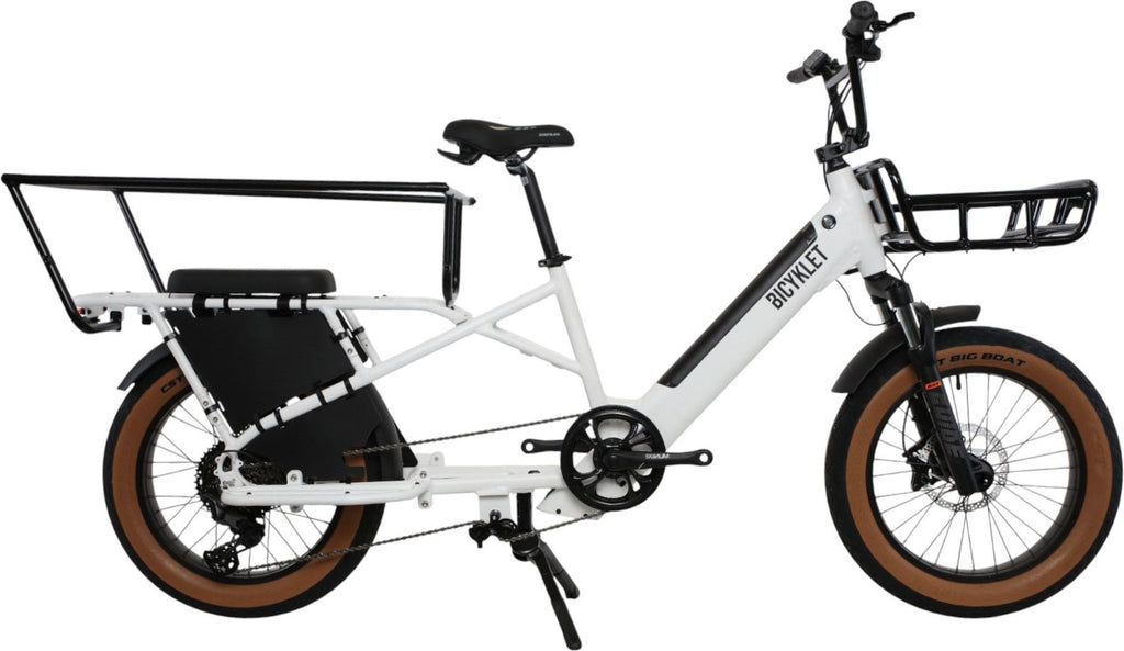 Vélo Cargo Longtail Électrique Bicyklet Shimano Deore 10V 670 Wh 20'' Blanc