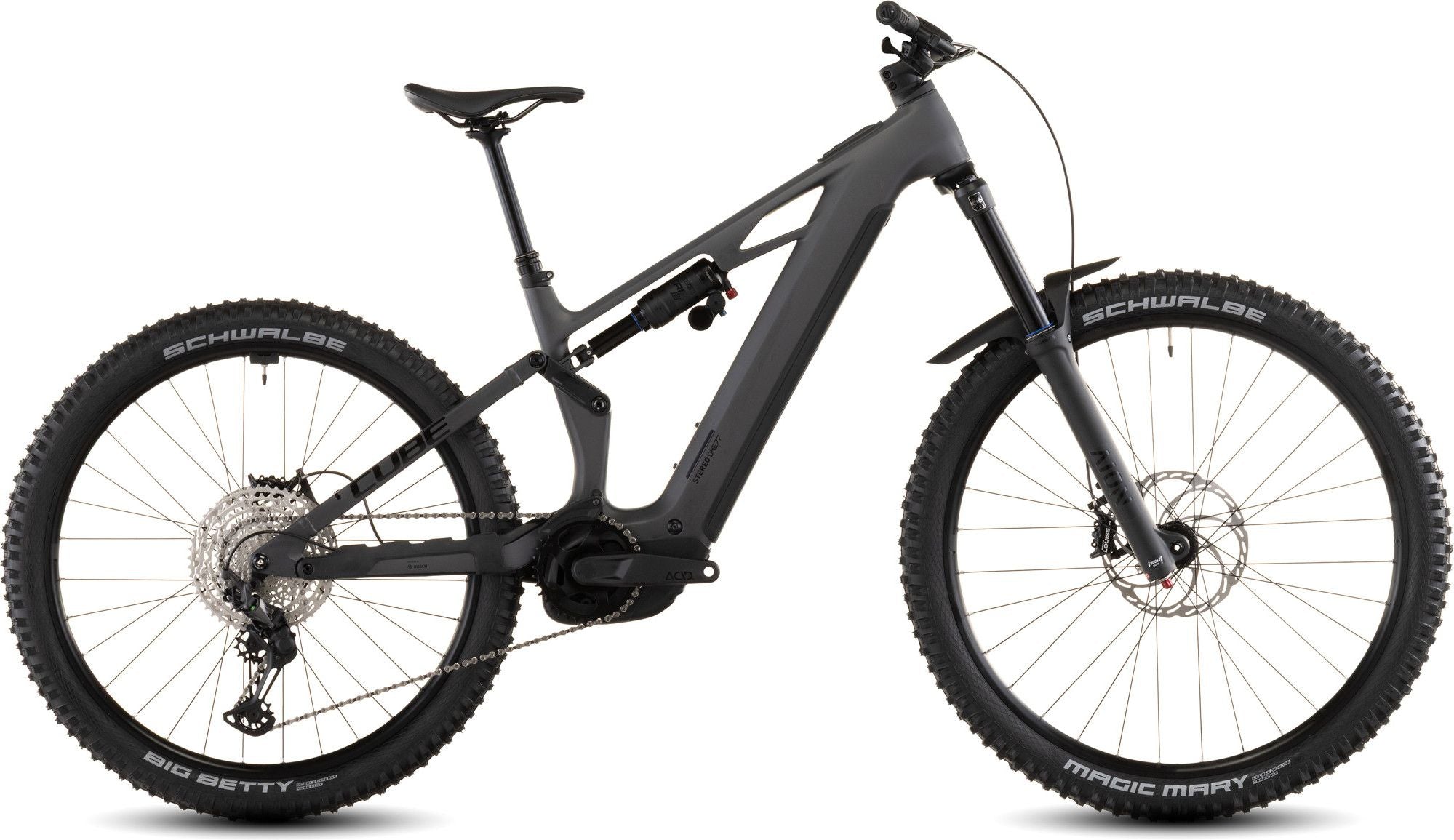 VTT Électrique Tout-Suspendu Cube Stereo Hybrid One77 HPC Race 800 12V 800 Wh Bosch 120 Nm 29''/27.5'' Gris Iron 2026