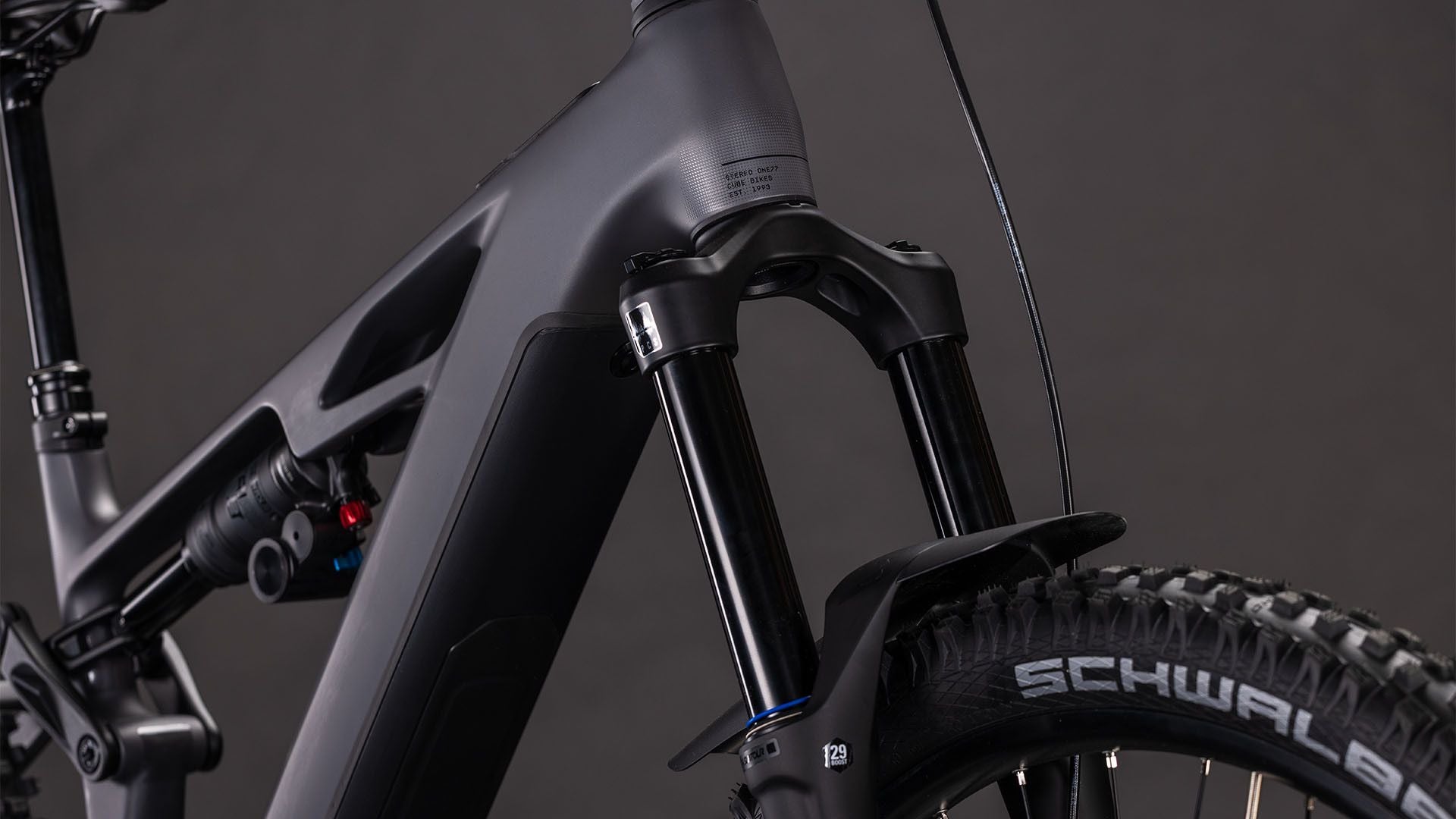 VTT Électrique Tout-Suspendu Cube Stereo Hybrid One77 HPC Race 800 12V 800 Wh Bosch 120 Nm 29''/27.5'' Gris Iron 2026