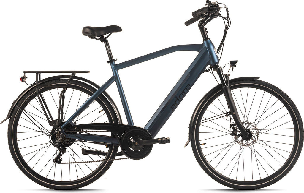 Vélo de ville électrique Adore 28 aluminium citybike Cv-190 moteur arrière 50nm / 15Ah deep blue mat