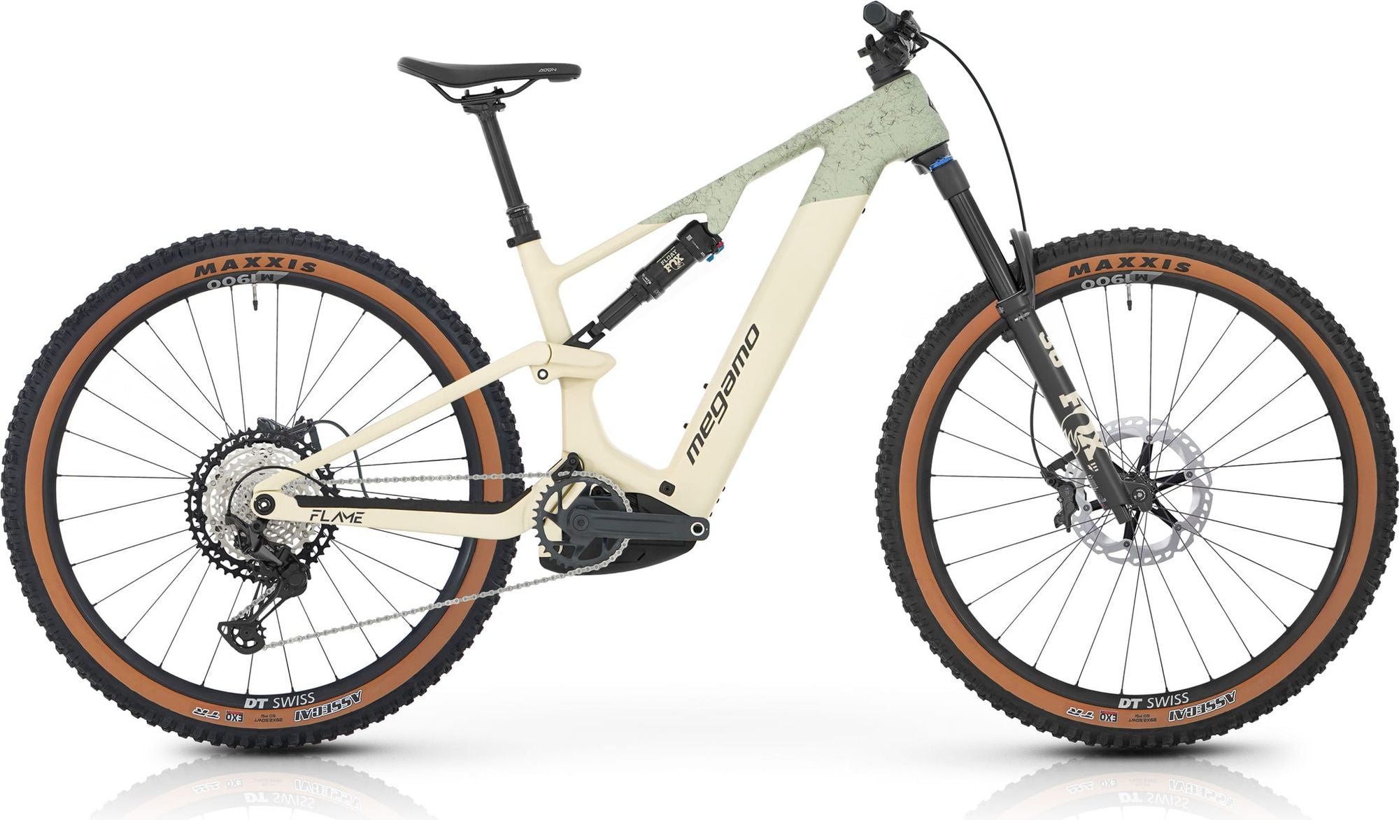VTT Électrique Tout-Suspendu Megamo Flame CRB 05 Shimano Deore XT 12V 800 Wh 29'' Forest - Beige / Vert 2026