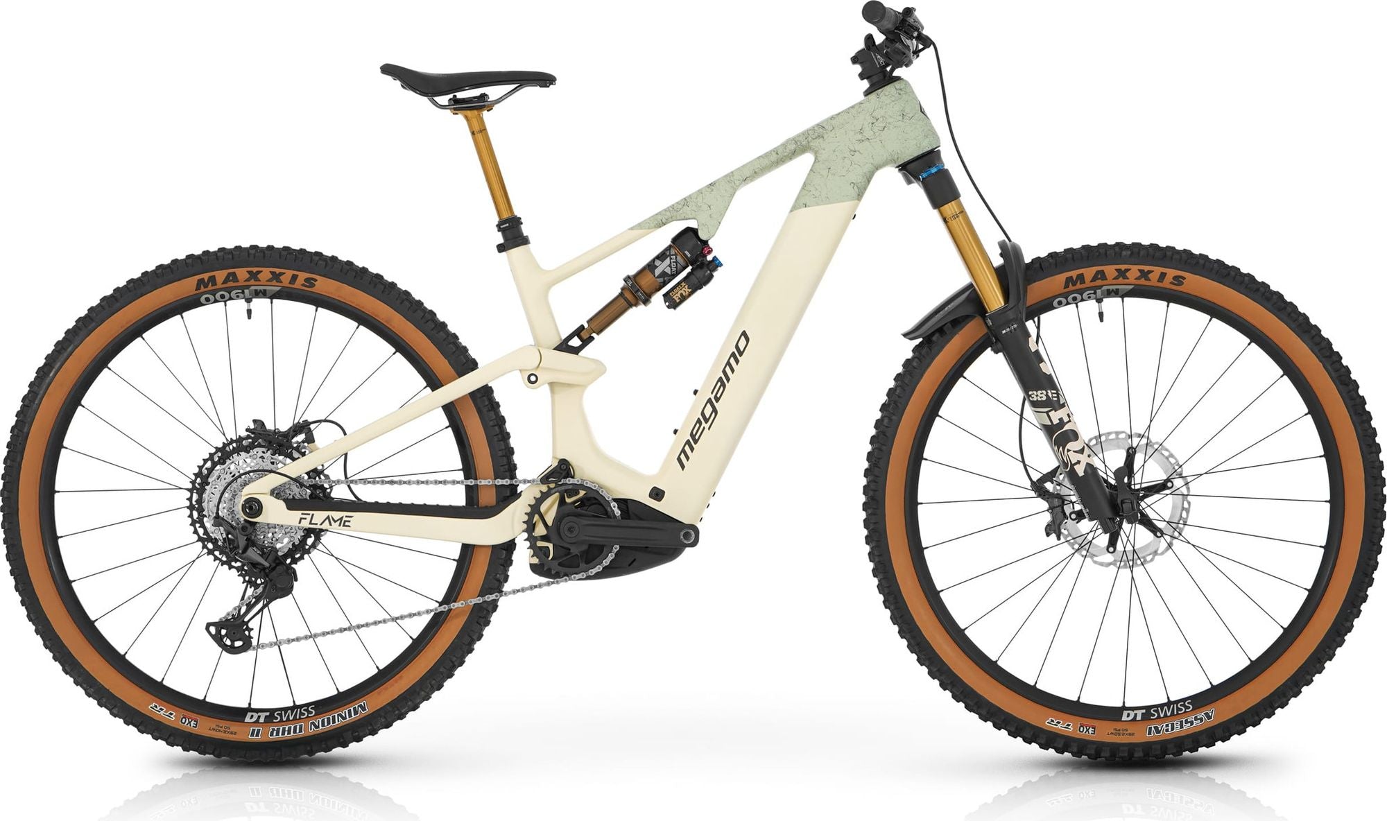 VTT Électrique Tout-Suspendu Megamo Flame CRB 03 Shimano Deore XT 12V 800 Wh 29'' Forest - Beige / Vert 2026