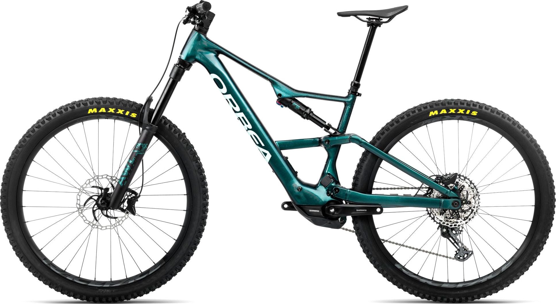 VTT Électrique Tout-Suspendu Orbea Rise LT H20 12V 630 Wh Shimano 85 Nm 29'' Vert Escape Splash Ice 2026