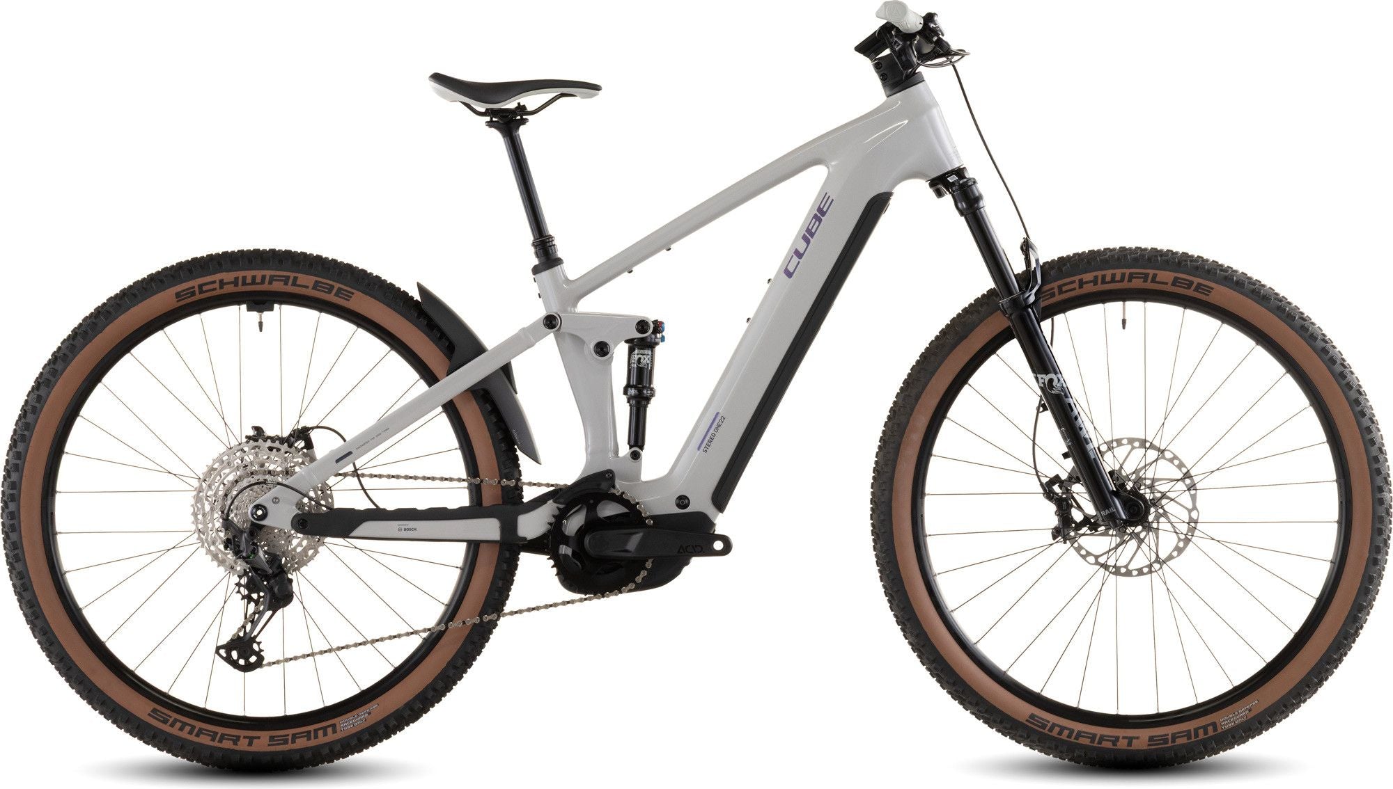 VTT Électrique Tout-Suspendu Cube Stereo Hybrid One22 SLX 800 Shimano Deore/Deore XT 12V 800 Wh 29'' Gris Beige Greige 2026