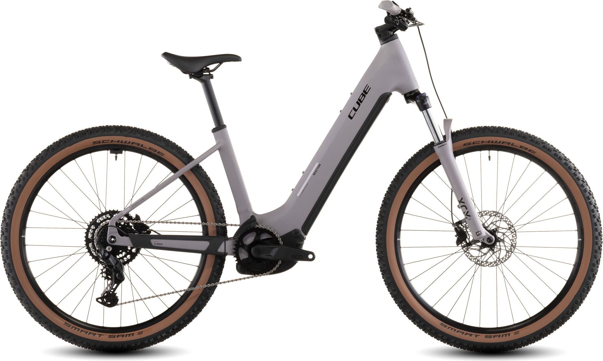 VTT Électrique Cube Reaction Hybrid Performance 600 Easy Entry Shimano 9V 600 Wh Bosch 75 Nm 27.5'' Gris Violet Plum 2026