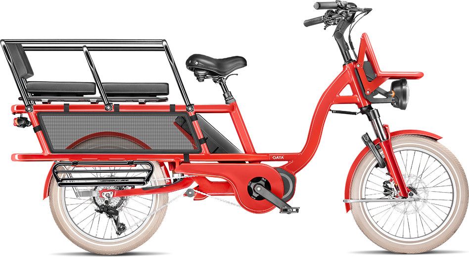 Vélo Cargo GAYA, L'Incroyable Le Long, Coquelicot, pack Enfant