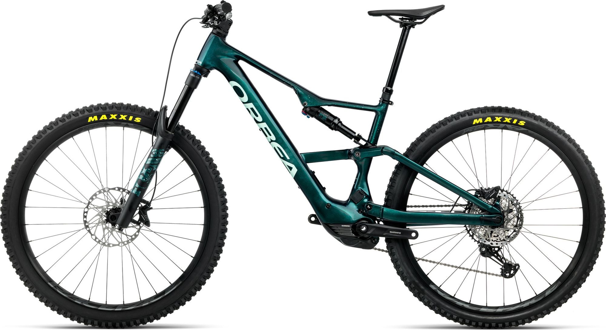VTT Électrique Tout-Suspendu Orbea Rise LT H10 Shimano 12V 630 Wh Shimano 85 Nm 29'' Vert Escape Splash Ice 2026
