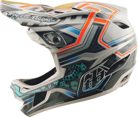 Casque Integral Troy Lee Designs D4 Composite Mips Torched Blanc/Silver