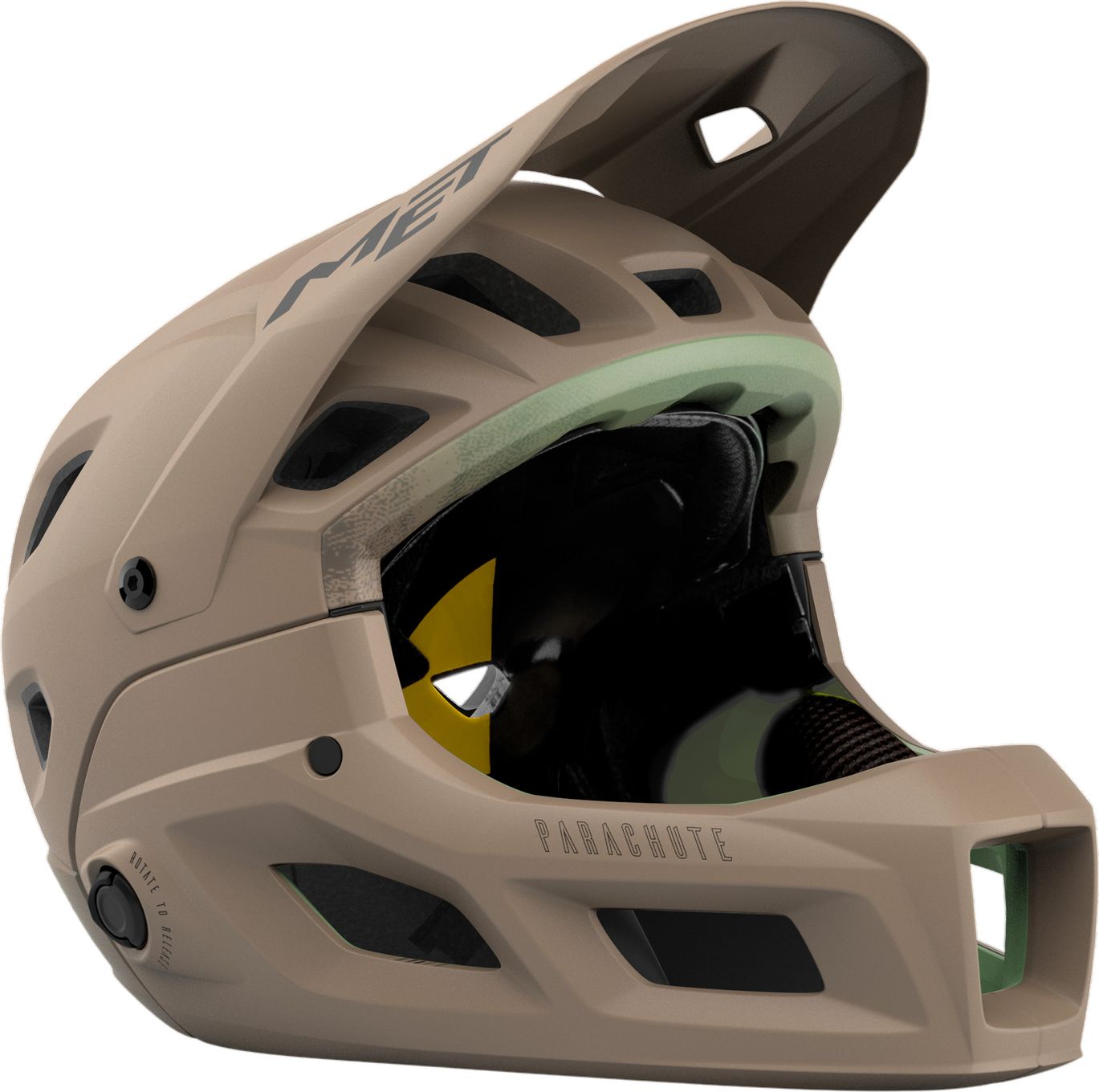 Casque avec Mentonnière Amovible Met Parachute MCR Mips Gris Mat