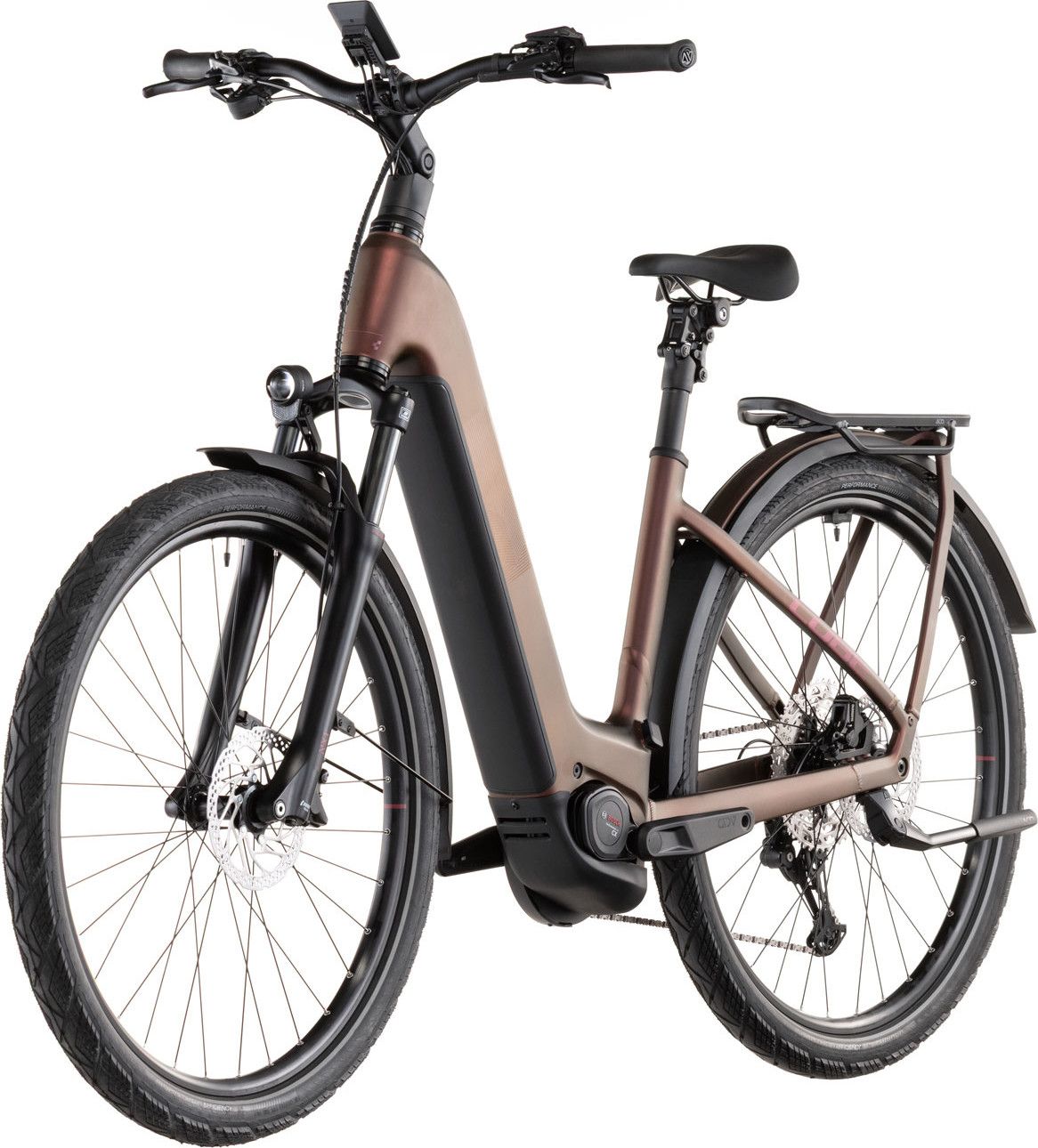 VTC Électrique Cube Kathmandu Hybrid Pro 800 Easy Entry Shimano Deore/Deore XT 12V 800 Wh 700 mm Rouge Orange Sun Glow 2026