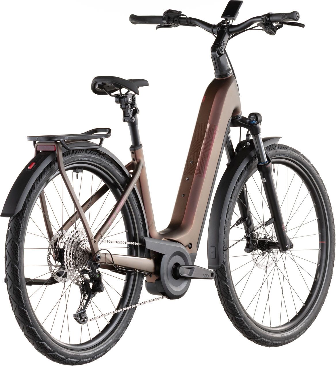VTC Électrique Cube Kathmandu Hybrid Pro 800 Easy Entry Shimano Deore/Deore XT 12V 800 Wh 700 mm Rouge Orange Sun Glow 2026