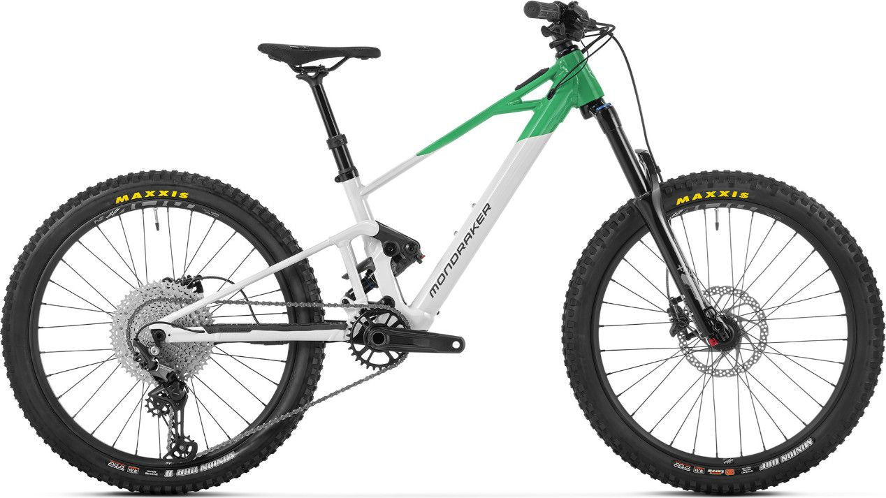 VTT Électrique Tout-Suspendu Enfant Mondraker F-Play 24 Shimano 12V 250Wh Mahle 40Nm 24'' Blanc/Vert 2026