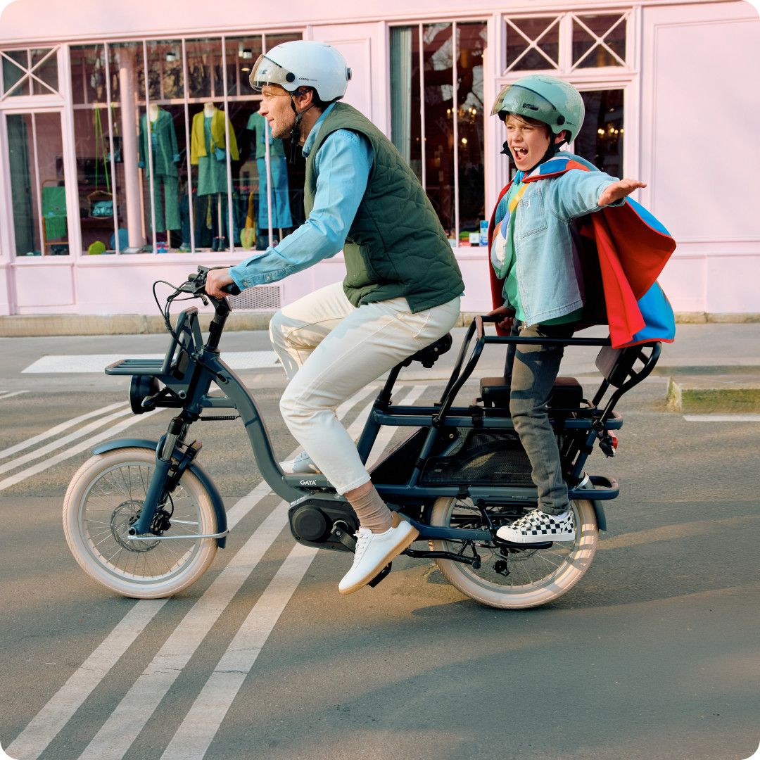 Vélo Cargo GAYA, L'Incroyable Le Court, Safran, pack adulte + barres