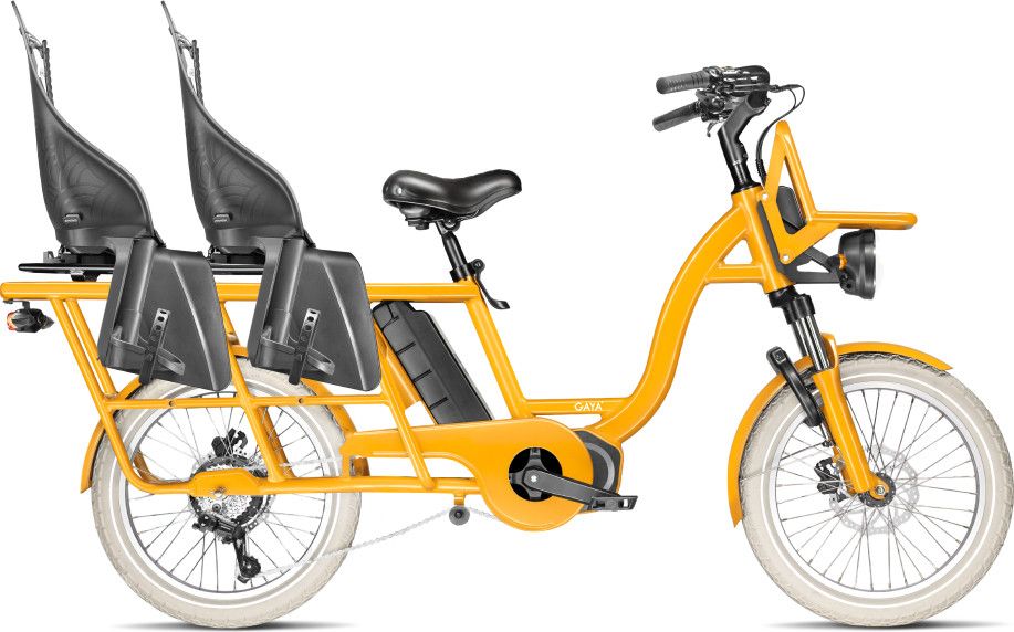 Vélo Cargo GAYA, L'Original Le Long, Safran, Pack Enfants