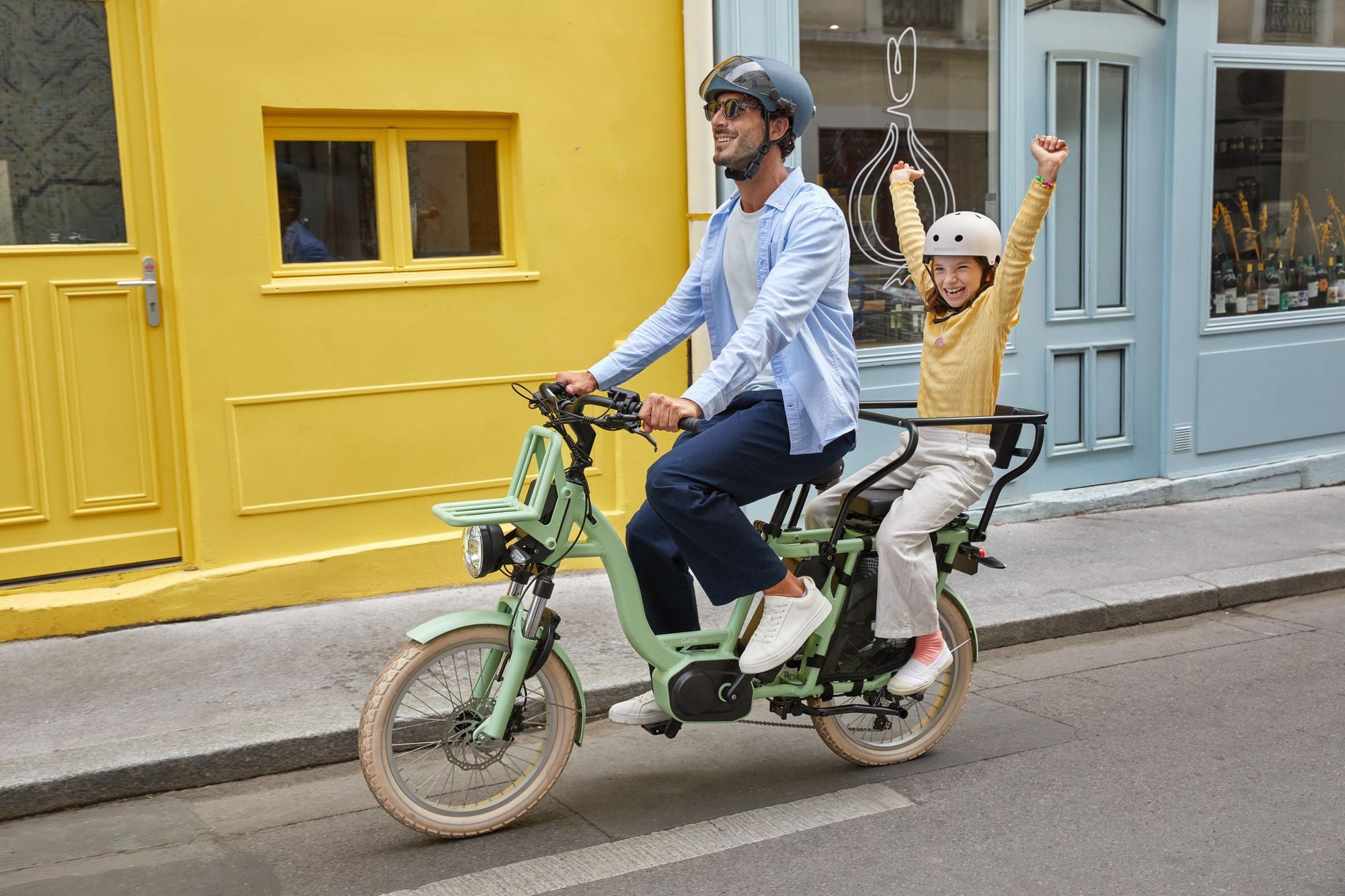 Vélo Cargo GAYA, L'Original Le Court, Amande, Pack Adulte + Barres