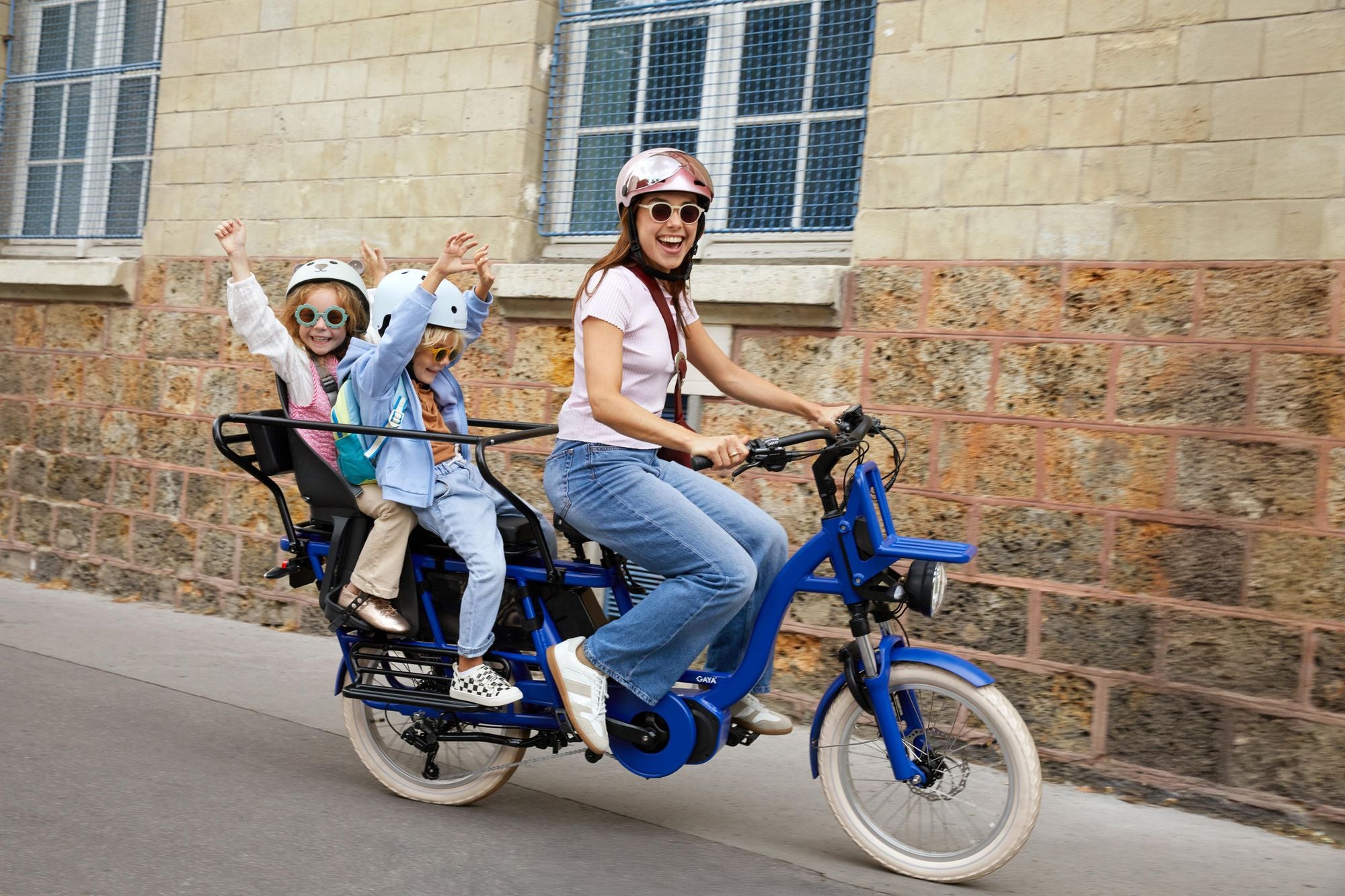 Vélo Cargo GAYA, L'Original Le Long, Safran, Pack Enfants