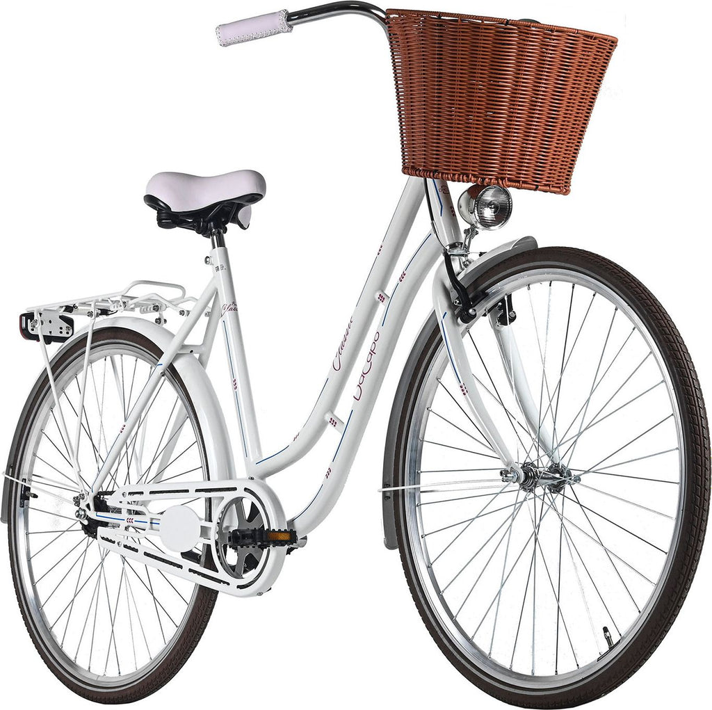 Vélo de ville Femme 28  Classic Premium avec panier Blanc DaCapo
