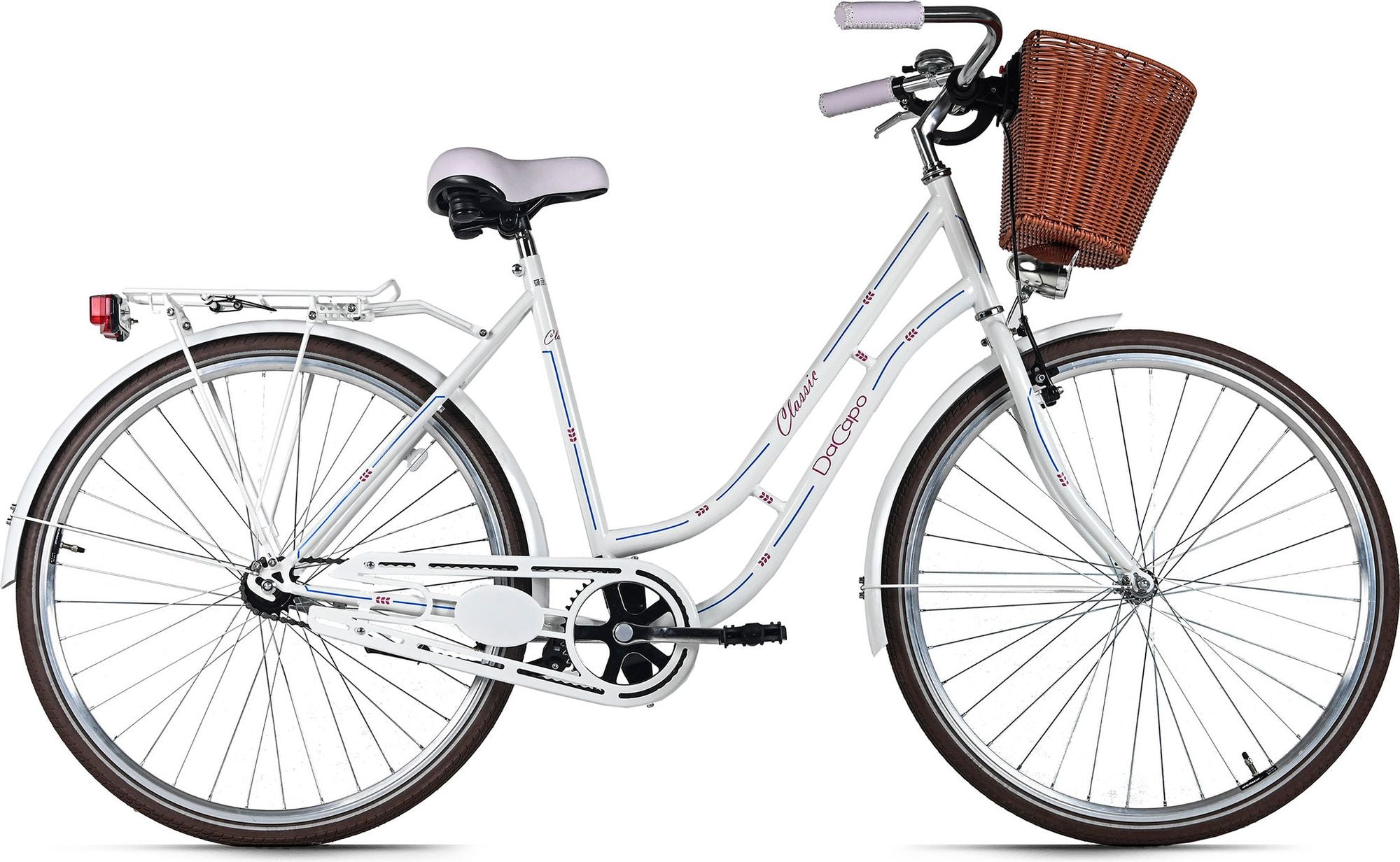 Vélo de ville Femme 28  Classic Premium avec panier Blanc DaCapo