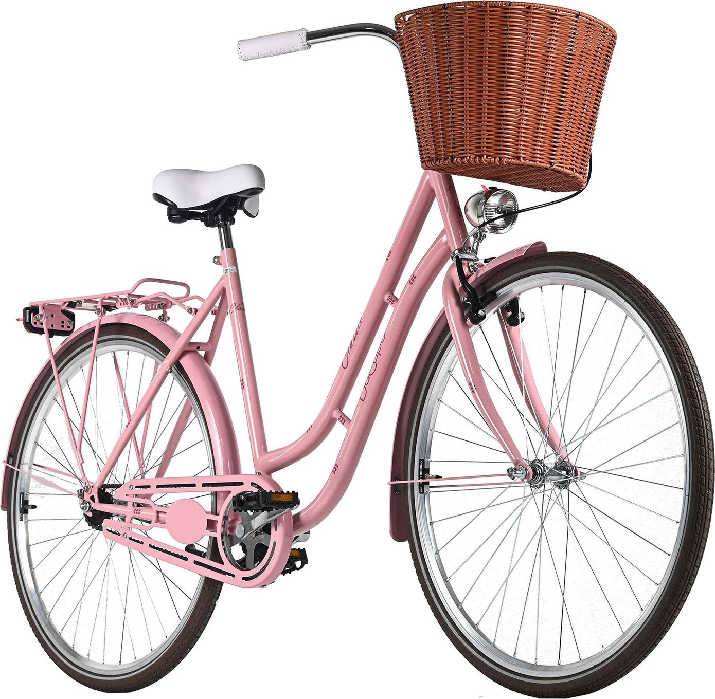 Vélo de ville Femme 28  Classic Premium avec panier Rose DaCapo