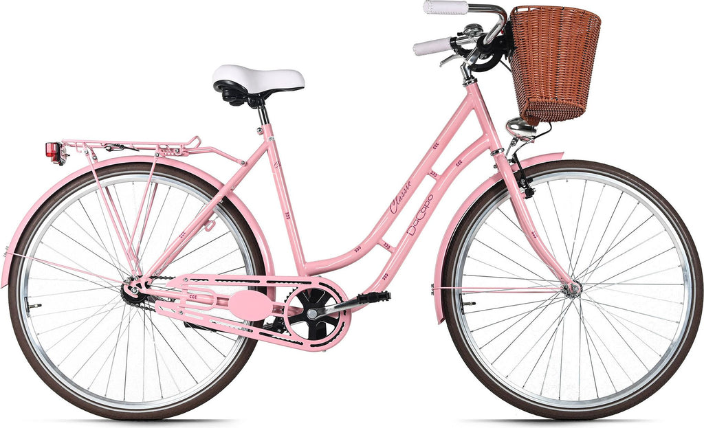Vélo de ville Femme 28  Classic Premium avec panier Rose DaCapo