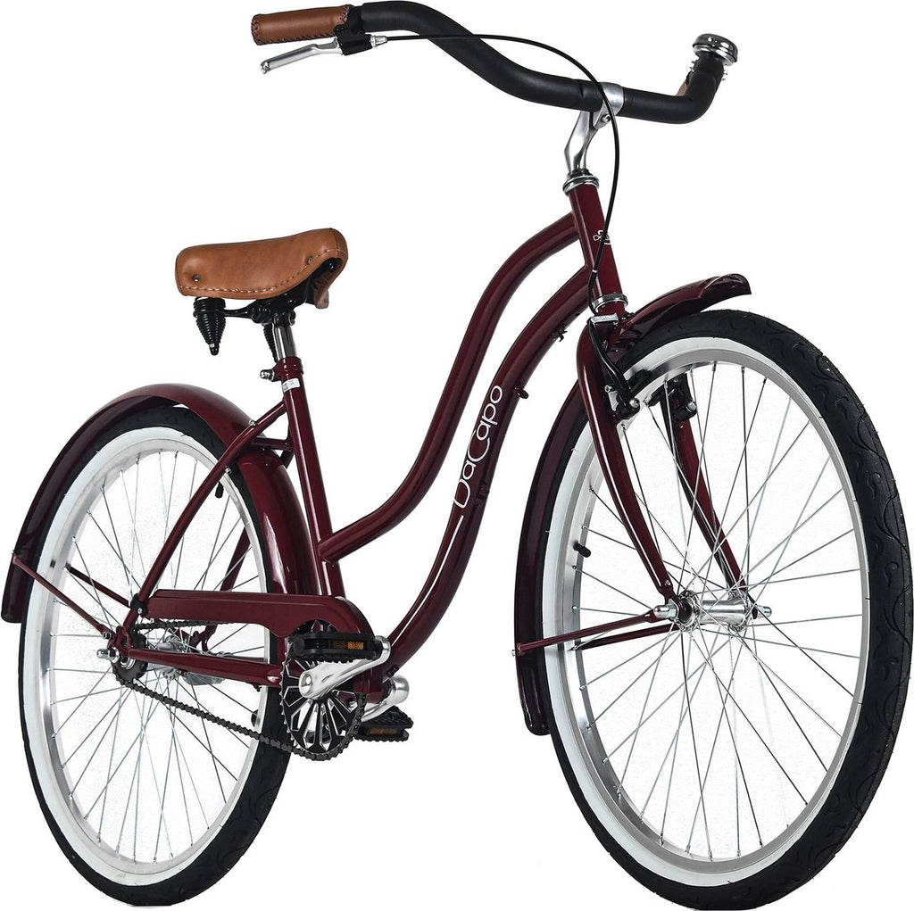 Beachcruiser Femme 26  BEACH rouge bordeau TC 46 cm Monovitesse DaCapo