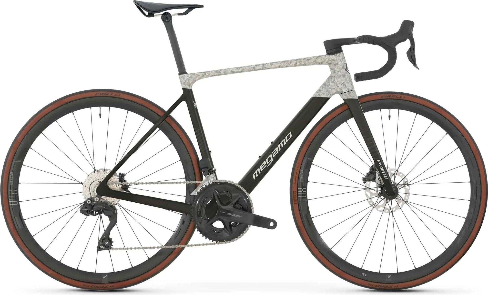 Vélo de Route Megamo Raise 15 Shimano 105 Di2 12V 700 mm Noir/Gris/Blanc 2026