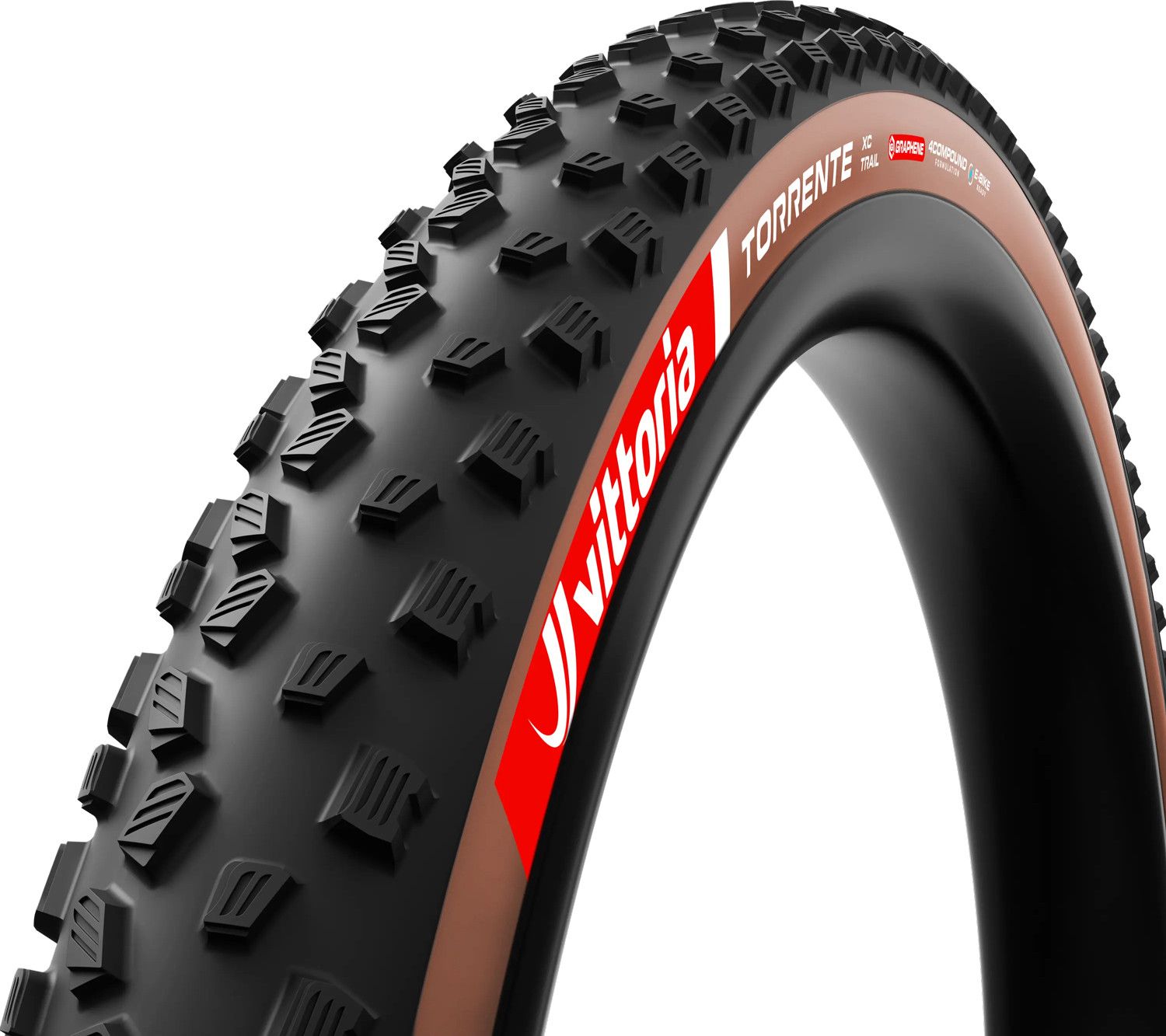 Pneu VTT Vittoria Torrente XC Trail 29'' Tubeless Ready Souple Anti-Puncture Belt Graphene 4Compound Formulation Flancs Marrons