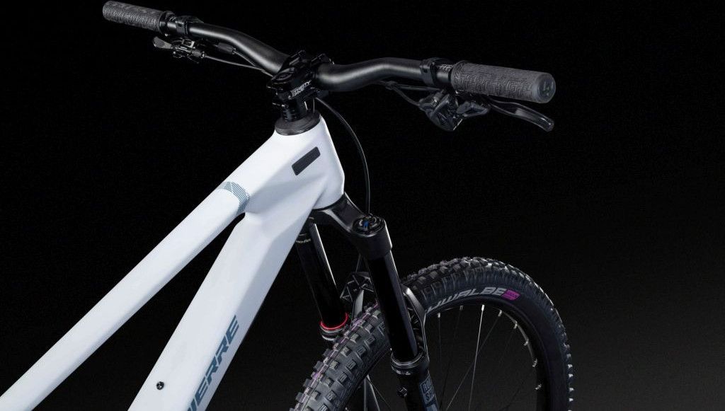 VTT Tout Suspendu Lapierre Spicy CF 6.9 Shimano 12V (29/27.5") Blanc/Bleu Mat 2025