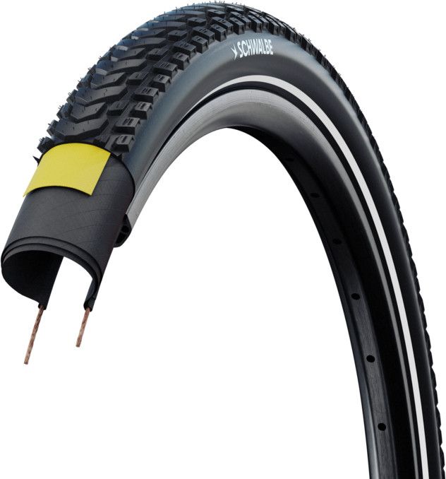Pneu Schwalbe Marathon Mondial 700 mm Tubetype Souple Double Defense Pro V-Guard Addix Flancs Reflex E-Bike E-50