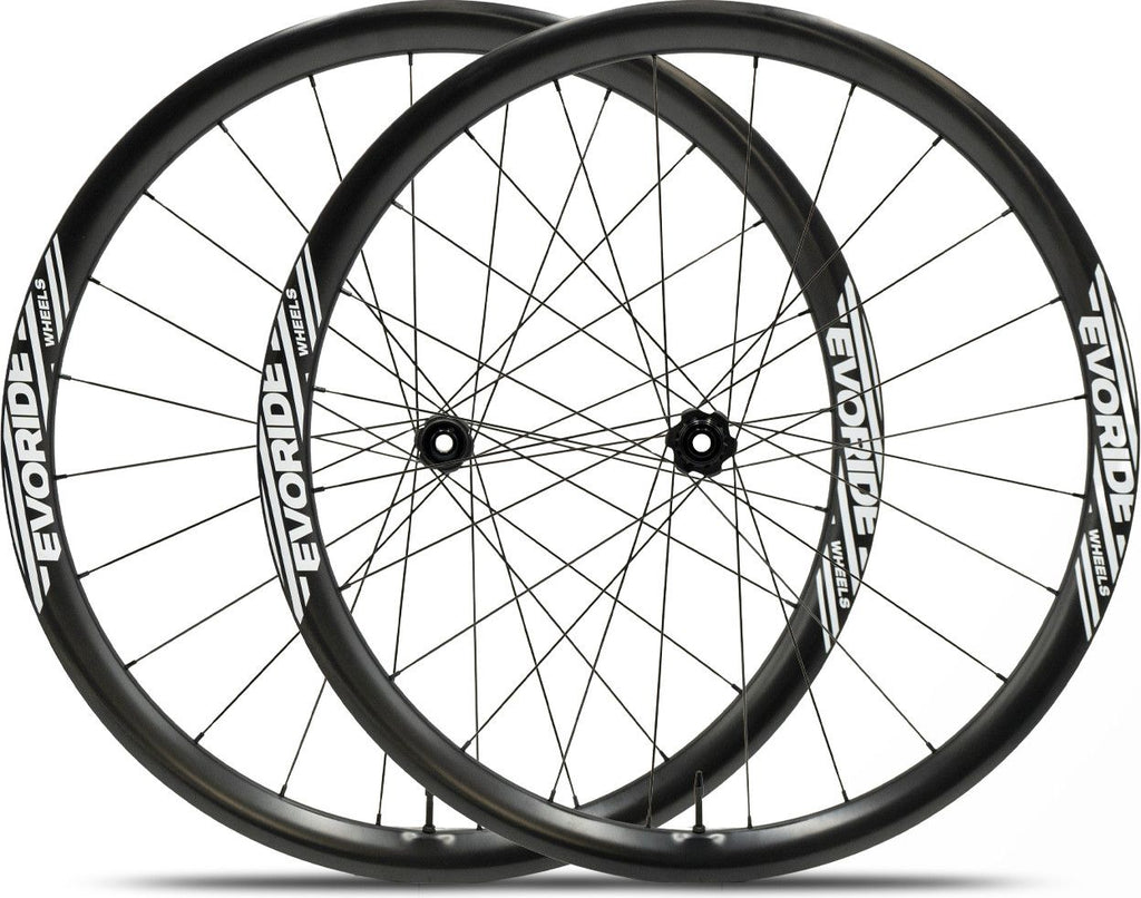 Paire de roues Evoride EvoGravel 35mm - Blanc - 700c Disque – 1359gr - 12x100 / 12x142 – Shimano 10/11/12 vitesses - Centerlock – 2026