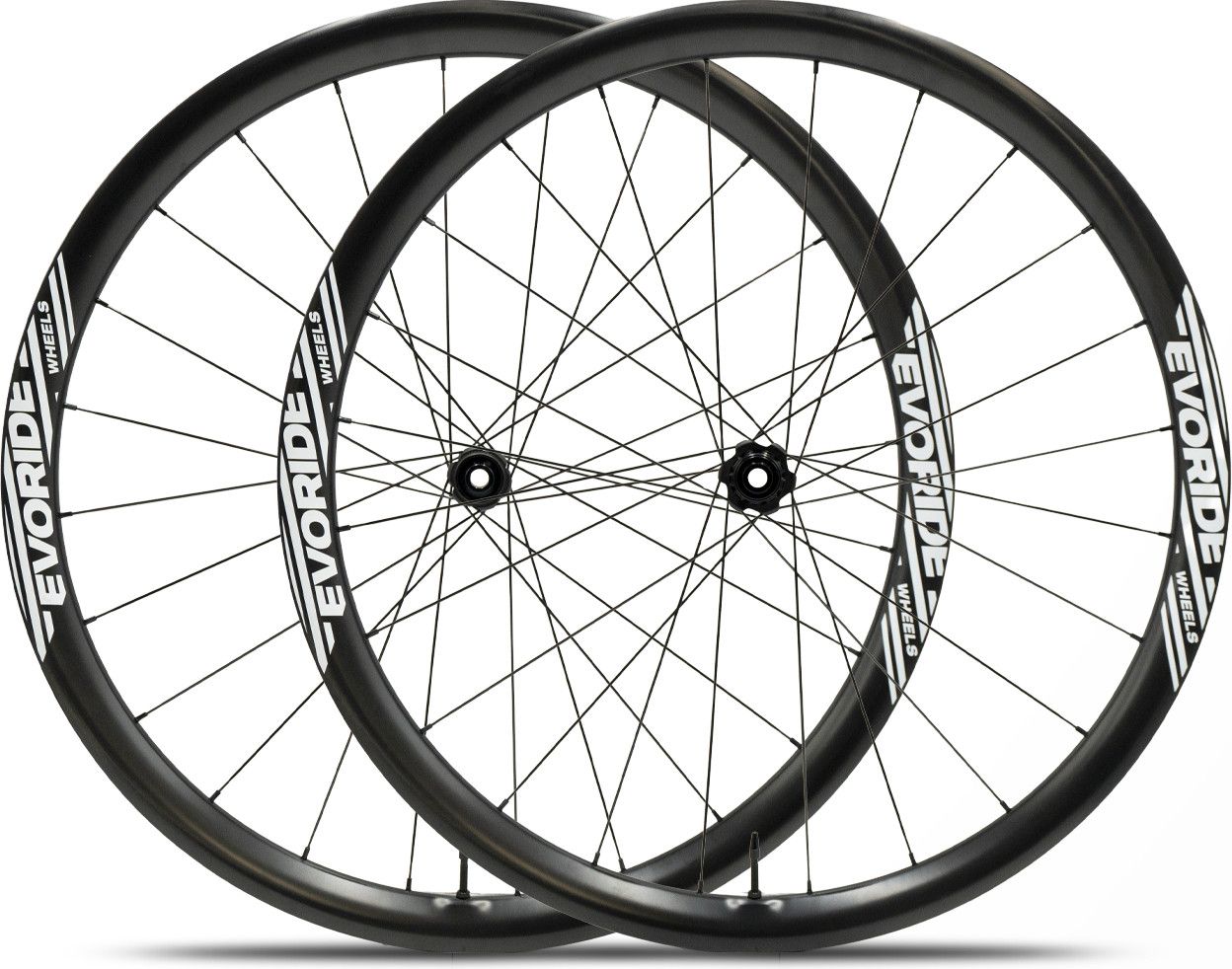 Paire de roues Evoride EvoGravel 35mm - Blanc - 700c Disque – 1359gr - 12x100 / 12x142 – Shimano 10/11/12 vitesses - Centerlock – 2026
