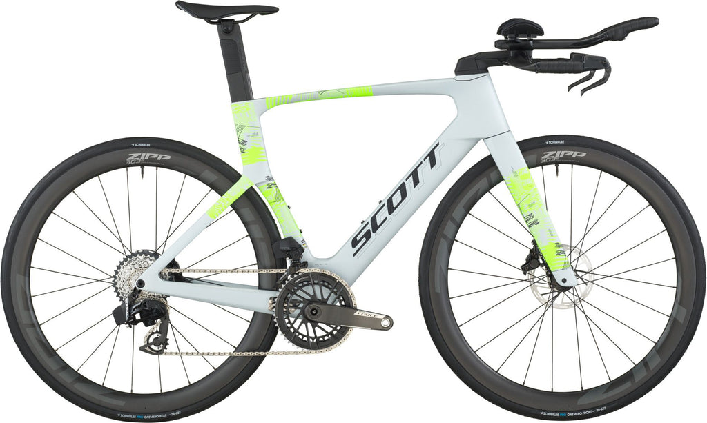 Vélo de Route Scott Foil RC Tri Sram Force AXS 12V 700mm Blanc/Jaune 2025