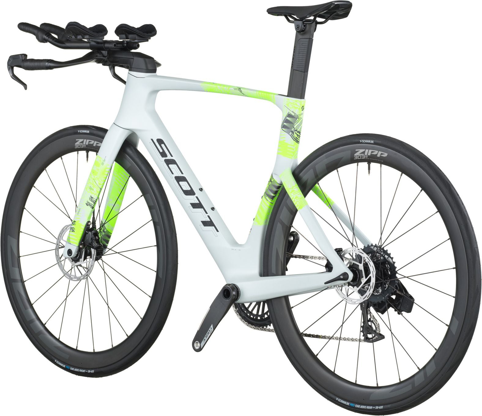 Vélo de Route Scott Foil RC Tri Sram Force AXS 12V 700mm Blanc/Jaune 2025