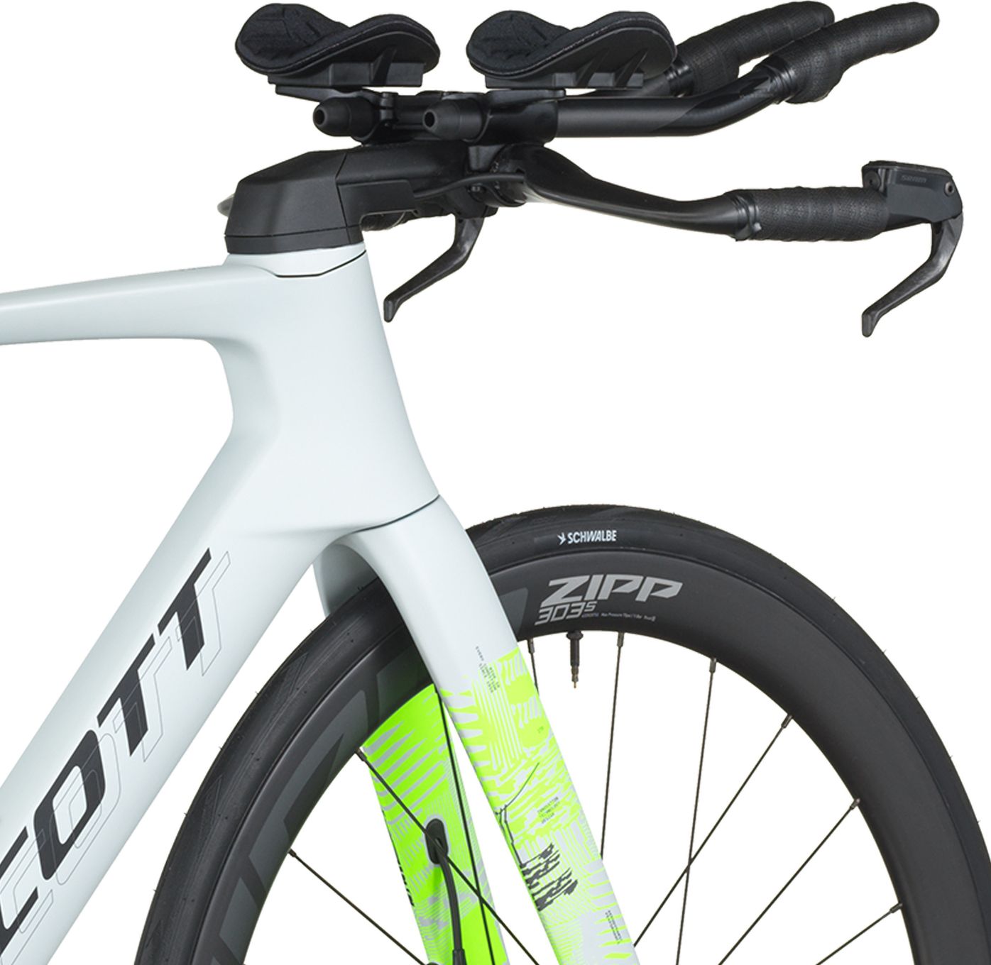 Vélo de Route Scott Foil RC Tri Sram Force AXS 12V 700mm Blanc/Jaune 2025